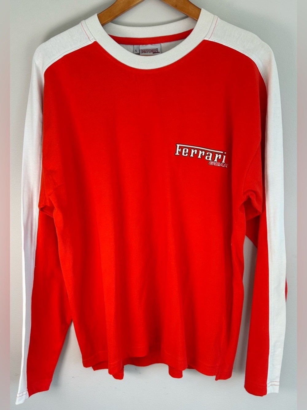 Authentic Ferrari Gear Men’s Long Sleeve Crew Neck Shirt Sweater Red Size L EUC